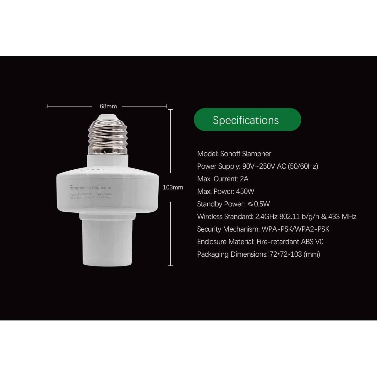 Smart E Wifi And Remote E Lamp Holder Sonoff Slampher