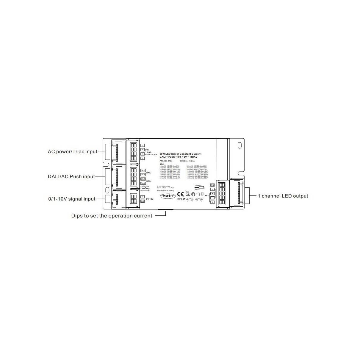 Driver Led Dimmerabile W Dali Push Triac V Srp Triac Cc