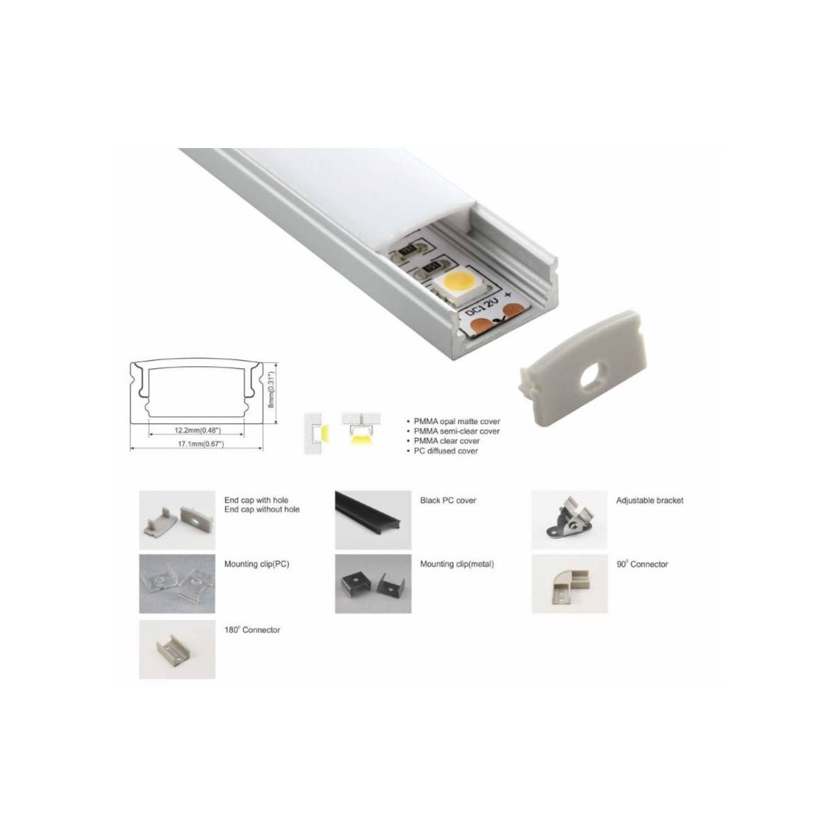 Perfil aluminio para tira LED  Iluminación led barcelona