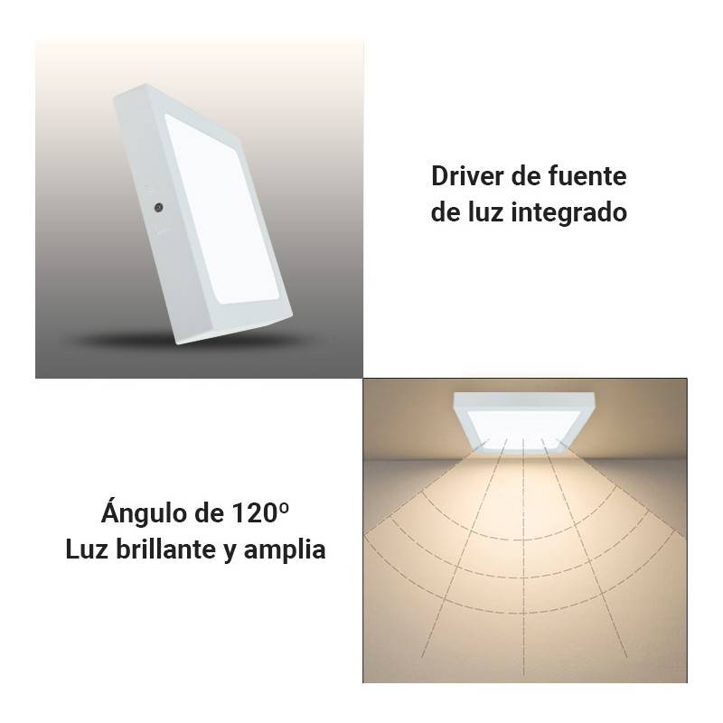 Plafón LED de superficie cuadrado 18W DOB Alta Eficiencia