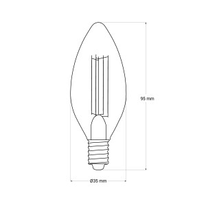 Bombilla LED Vela CHANDELIER Filamento Vintage 4W 300LM C35 E14 IP20