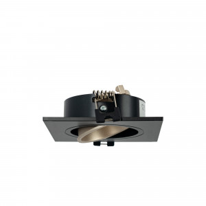 KIT Aro downlight cuadrado 93x93mm (negro/champagne) + Bombilla GU10 5,4W + Portalámparas