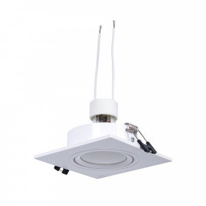 KIT Aro downlight cuadrado 93x93mm (blanco) + Bombilla GU10 5,4W + Portalámparas