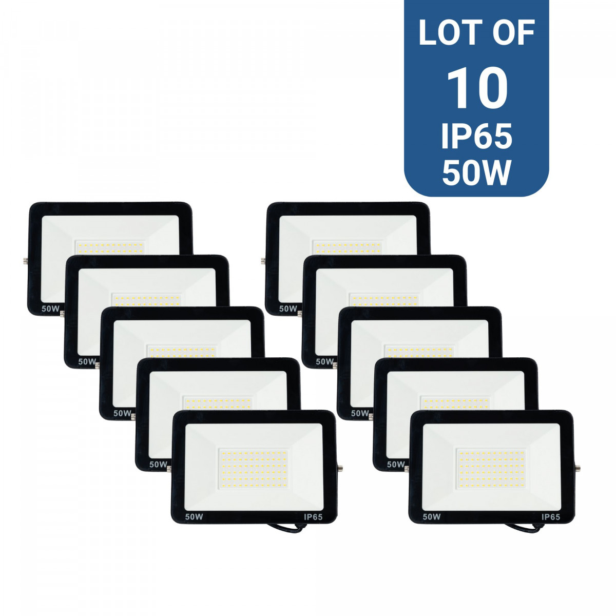 Pack de 10 Focos proyectores de exterior LED 50W