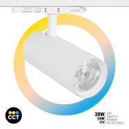 Proyector LED para carril trifásico - Potencia ajustable: 30W/ 34W/ 38W - CCT - CRI 90