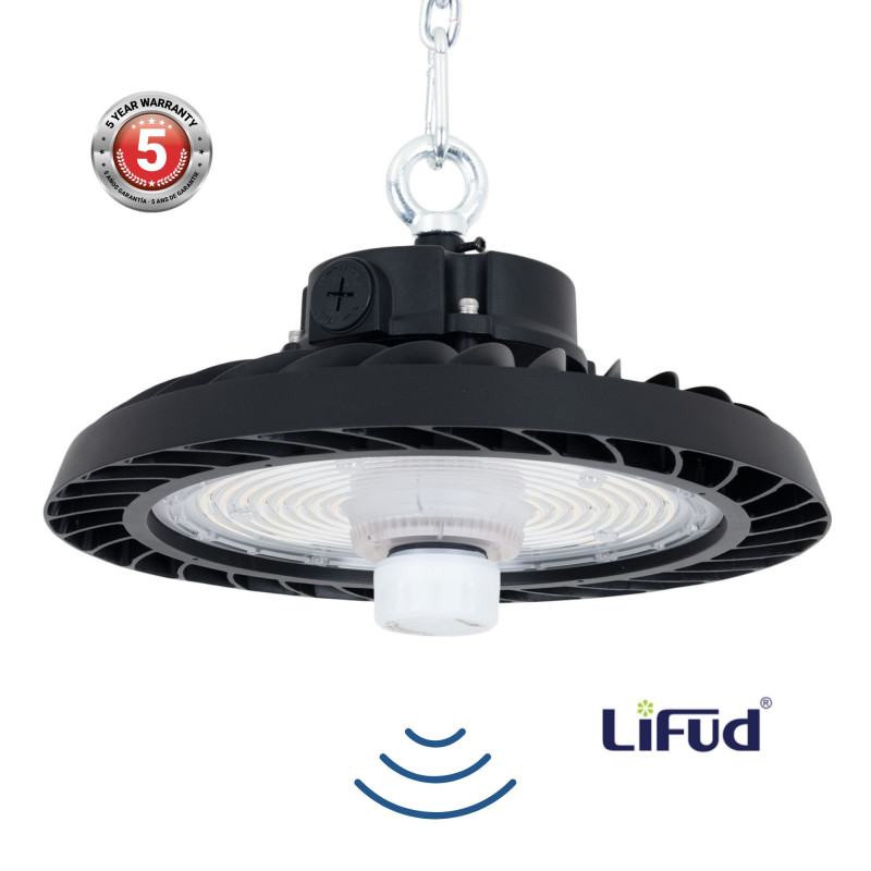 Campana LED UFO industrial 200W - CCT - Con sensor de movimiento - 170lm/W - Driver LIFUD - IP65 - 5 años garantía