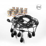 Kit guirnalda luces exterior 11,5 metros + 10 bombillas LED G45/E27 filamento 4W - 2200K - IP44