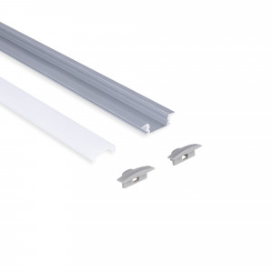 Perfil tira LED empotrable - 24,5x7mm - Kit completo - 1 metro