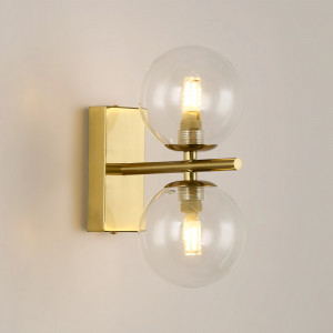 Aplique de pared con doble esfera de cristal "CANTHA" - 2 x G9