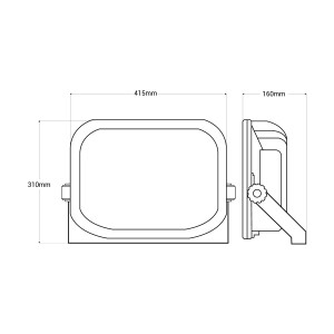 Asymmetrischer LED-Außenstrahler 100W - 12500 lm - IP65 - Abmessungen