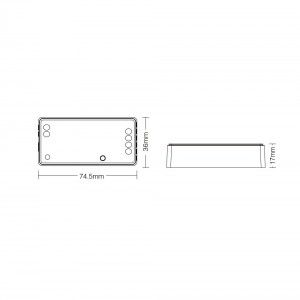 2 in 1 Controller für LED-Streifen - Einfarbig - Dual White - 12/24V DC - 2,4G - WLAN - MiBoxer - Abmessungen