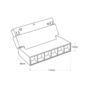 Schwenkbare LED-Schienenleuchte für Magnetschiene 48V - 6W - UGR16 - Weiß - Abmessungen