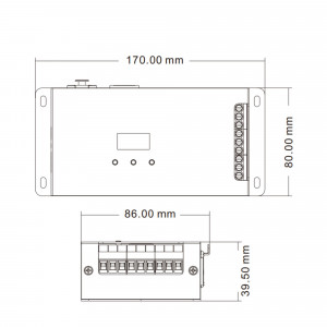 DMX512 Decoder 12-24V DC - 6A/Kanal - 5 Kanäle - OLED Display - Abmessungen