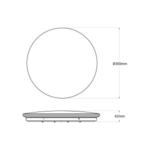 18W runde CCT LED-Anbauleuchte - Ø35 cm - 1470 lm - IP20 - Abmessungen