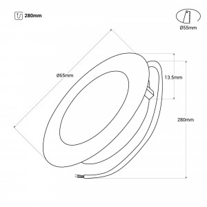 LED Unterbaulampe - Downlight 2W 220V AC - IP44 - Abmessungen