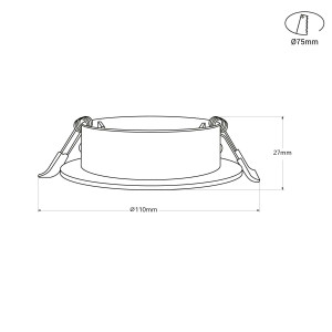 Schwenkbarer Downlight-Ring für GU10 / MR16 Leuchtmittel - Einbauöffnung Ø75 mm - Abmessungen