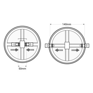 Runde LED Deckenleuchte 15W - variable Einbauöffnung: Ø 50-140 mm - Durchmesser