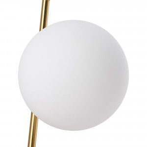 Tischleuchte „Octo“ mit Opalglaskugel - Inspiration FLOS IC - E27 Mattgold Aluminium - Designerlampe