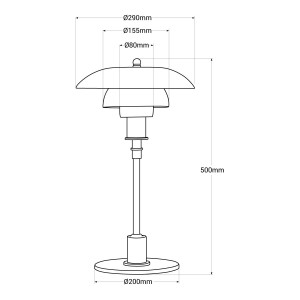 Tischlampe „Marshal“ - PH 3/2 Louis Poulsen Inspiration - Abmessungen Tischleuchte