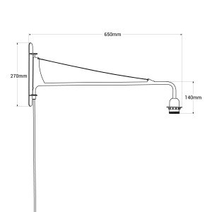 Schwenkbare E27 Wandleuchte „Pitt“ mit Kabel und Stecker / Inspiration „Petite Potence“ - Abmessungen