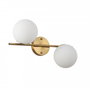 Doppelte Wandleuchte mit Opalglaskugel „Double“ - Inspiration FLOS IC - ikonische Designerlampe Wandleuchte 2xE27