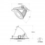 LED COB CCT Downlight 42W - CRI90 - Bridgelux LEDs - Lifud Treiber - IP20 - Einbauöffnung Ø 215mm - Abmessungen