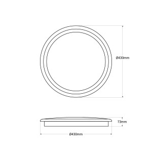 30W CCT runde LED-Deckenleuchte für den Anbau - Ø43cm - 2000 lm - IP20 - Abmessungen