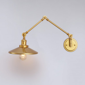 Goldene Retrolampe - E27 Wandleuchte - Gold, Schwarz, Weiß - schwenkbar, Gelenkarm