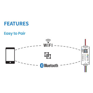 Mini RGB + CCT Controller - WLAN + Bluetooth - 5-24V DC - 3,5A - LED Streifen steuern, Smartphone, Smart, dimmen, Farbtemperatur