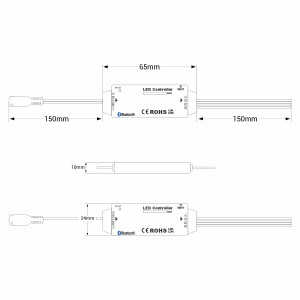 Mini RGB Controller - WLAN + Bluetooth - 5-24V DC - 3,5A - Abmessungen