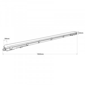 Kit Doppelte Feuchtraumleuchte 150cm + 2 LED Röhren T8 - 24W - 4000K - Abmessungen