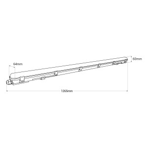 Kit Feuchtraumleuchte 120cm + LED-Röhre T8 18W - 4000K - Abmessungen