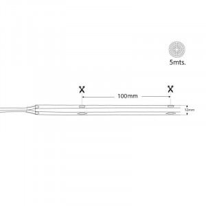 Solar LED-Streifen für den Außenbereich 18W - 12mm - 5 Meter - 2700K - IP65 - mit Fernsteuerung - Abmessungen