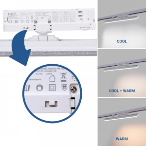 Schwenkbare LED Leuchte für 3 Phasen Schienensystem 40W - CCT - CRI90 - KGP Treiber - Weiß - CCT Schalter