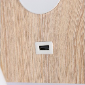 Pack x 2 - Flexible Wandleuchte mit USB Anschluss LONDON USB - CREE LED - 3W - Weiß - Holz, Wandhalterung