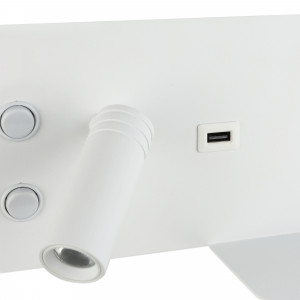 Pack x 2 - Wandspot KERTA + indirekte Lichtquelle mit USB Ladestation - 3W+7W Doppelfunktion - Weiß - USB Anschluss, LED Spot