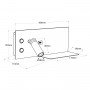 Pack x 2 - Wandspot KERTA + indirekte Lichtquelle mit USB Ladestation - 3W+7W Doppelfunktion - Weiß - Abmessungen