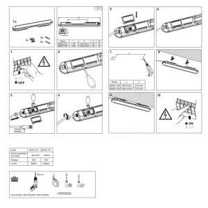 Pack x 12 - verknüpfbare LED Feuchtraumleuchte 36W - 120cm - IP65 - staubdicht, wasserdicht - Installation