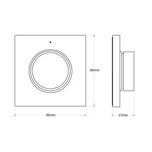 RF Wandschalter Dimmer - Einfarbig + CCT - Magnethalter - MiLight - Weiß - Abmessungen