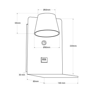 2er Pack Wandleseleuchte BASKOP mit USB-Anschluss und Ablage - 6W - Weiß - Wandleuchte Abmessungen