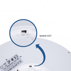 18W runde CCT LED Deckenleuchte - IP40 - CCT Schalter, Farbtemperatur Wähler, warm neutral kalt