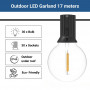 Lichterkette für Außen 15 + 2 m - 30 x LED Lampen E27 G40 1W - IP44 - Warmweiß - 2700K, Grill Party, Garten