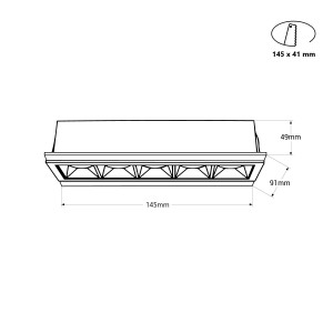 LED eckiger Einbaustrahler Gipskartonplatte - 12W - UGR18 - CRI90 - Weiß - abmessungen einbaustrahler