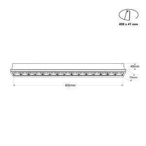 LED Einbauleuchte Gipskartonplatte - 30W - UGR18 - CRI90 - schwarz, rechteckig - abmessungen