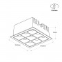 LED Deckeneinbauspot Downlight 18W - neun Spots - UGR18 - CRI90 - OSRAM LED - Weiß - Abmessungen Einbauleuchte