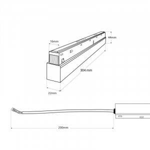 Netzteil für Schienensystem, magnetisch 48V 200W Schwarz abmessungen