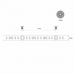 LED Streifen wasserdicht 48V einfarbig 12mm IP68 20 Meter 168ch/m abmessungen