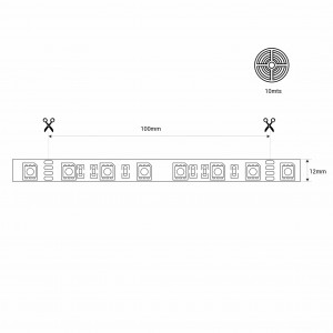 LED Streifen wasserdicht 24V tauchfähig IP68 RGB 14,4W/m 12mm 10 Meter kürzbar