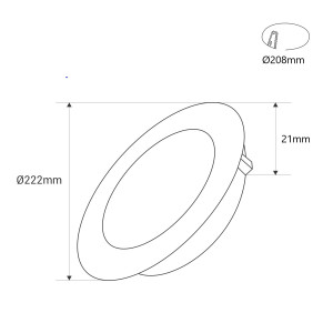 LED Einbaustrahler ultra slim 18W CCT 208mm Einbauöffnung, abmessungen