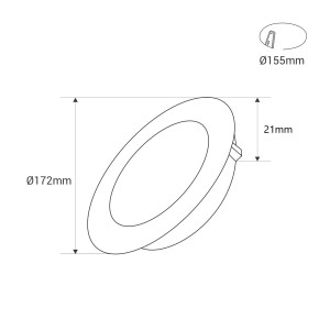 LED Einbaustrahler ultra slim 12W CCT Ø155mm Einbauöffnung abmessungen